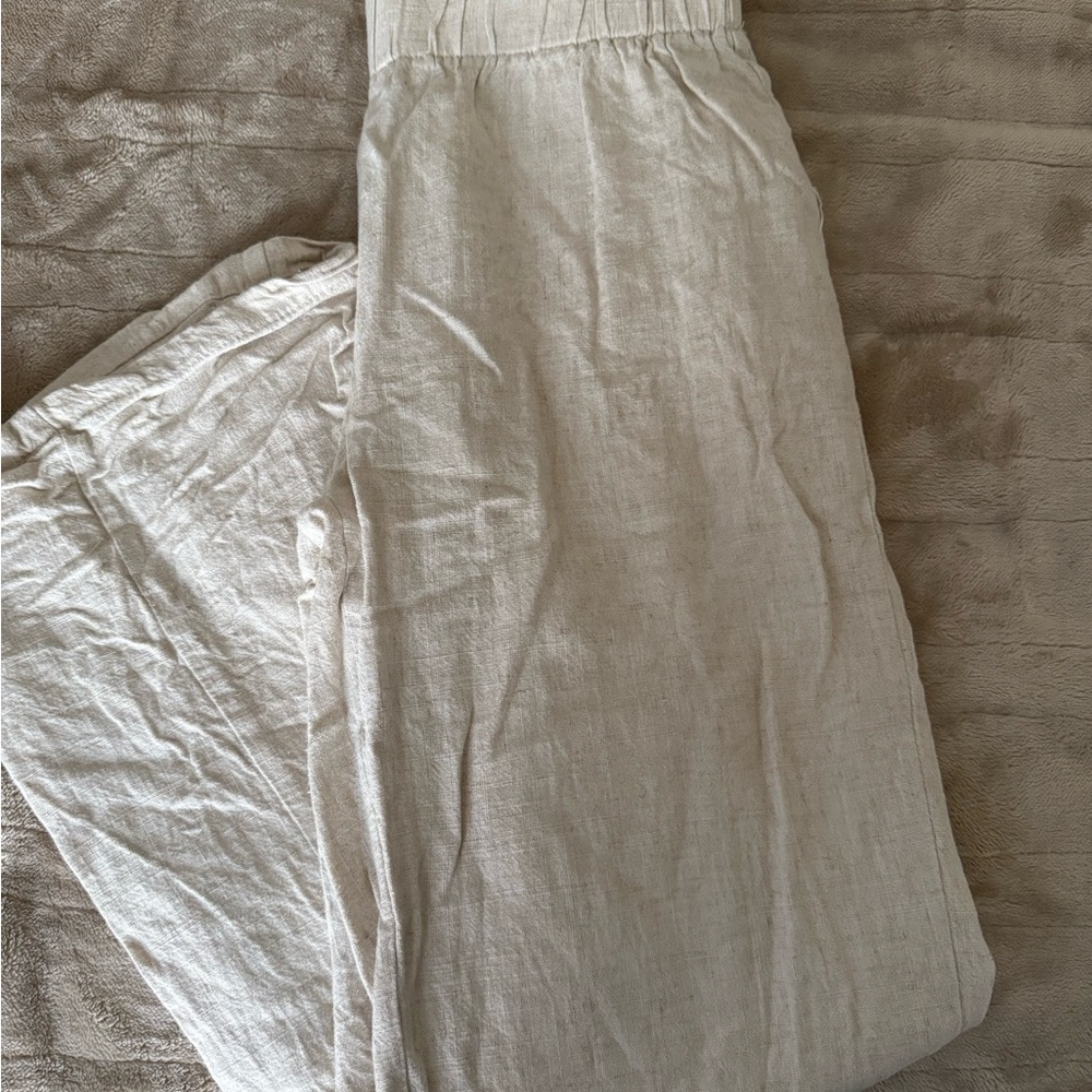 Elegant Cream Women's Linen Pants